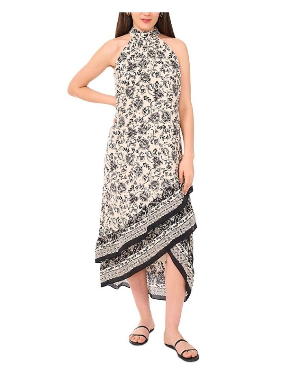 NWT Vince Camuto Black Floral Halter Maxi Dress XL MSRP $109